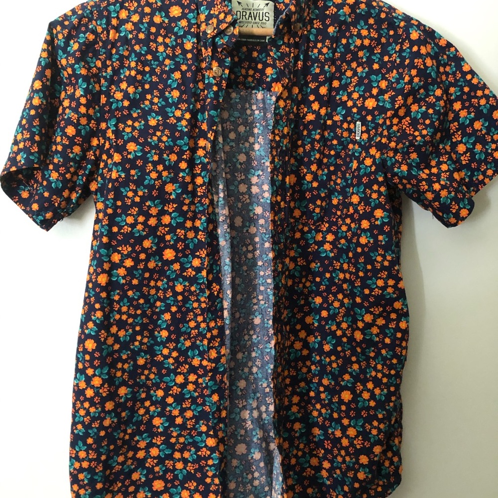 Dravus • Navy & Orange Floral Button Down